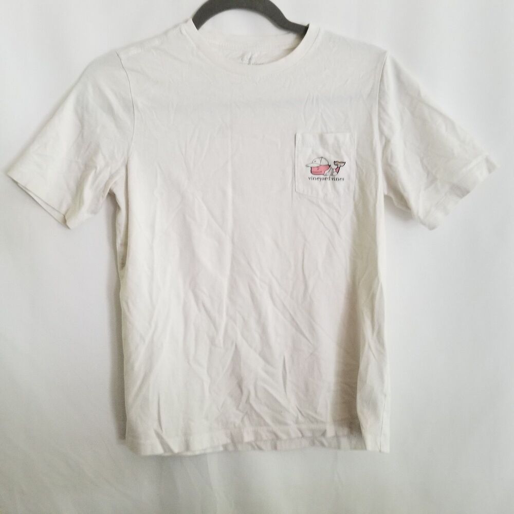 Vineyard Vines Men's Graphic Pocket T-Shirt White Tennis Whale Logo SS Size M
